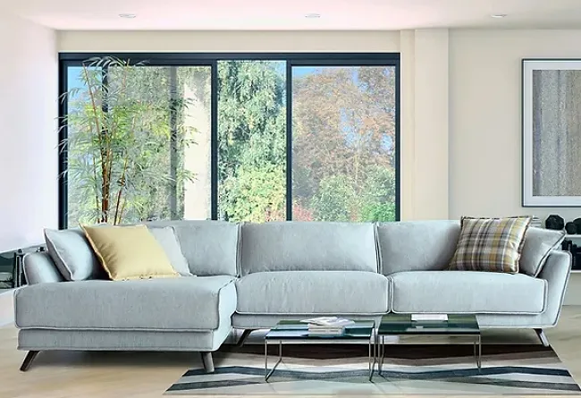 sofa azul celeste tapizado confetextil
