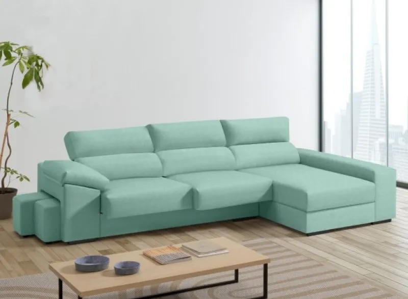 sofa verde agua tapizado confetextil