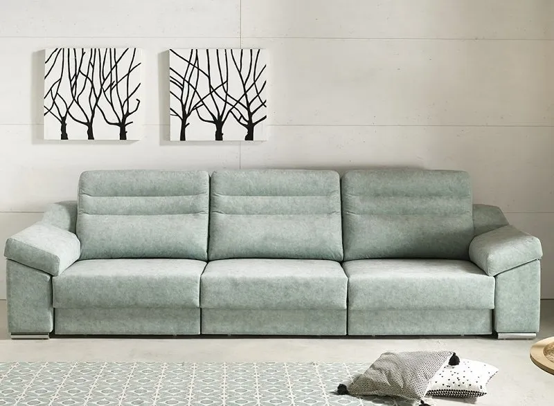 sofa verde tapizado confetextil