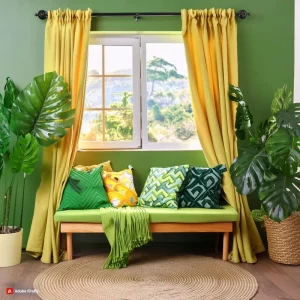 cortinas de sala ambiente tropical alegre